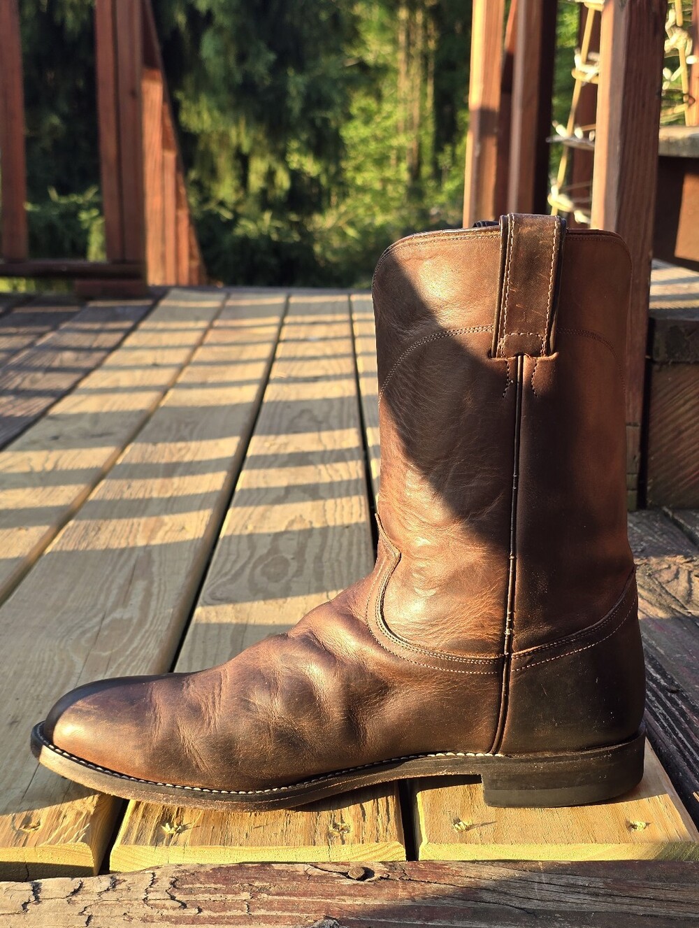 Justin, Mens Western Roper Boots, Brown Leather, Concert, Festival Sz 11 EE - Picture 7 of 12
